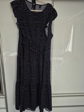 SHEIN Black Polka Dot Midi Dress